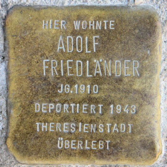Stolperstein dedicated to Adolf Friedländer