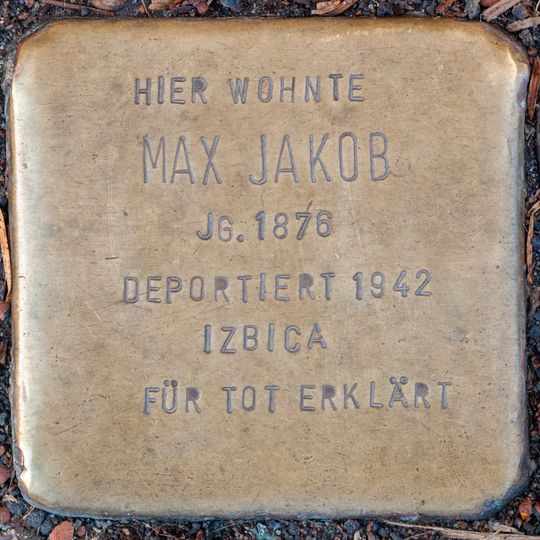 Stolperstein dedicated to Max Jakob