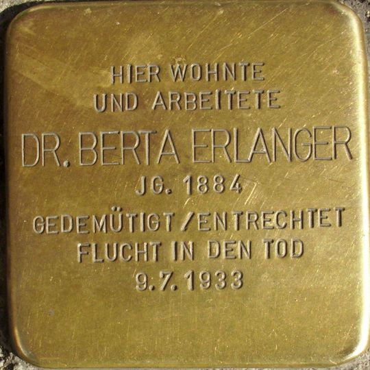 Stolperstein à la mémoire de Berta Erlanger