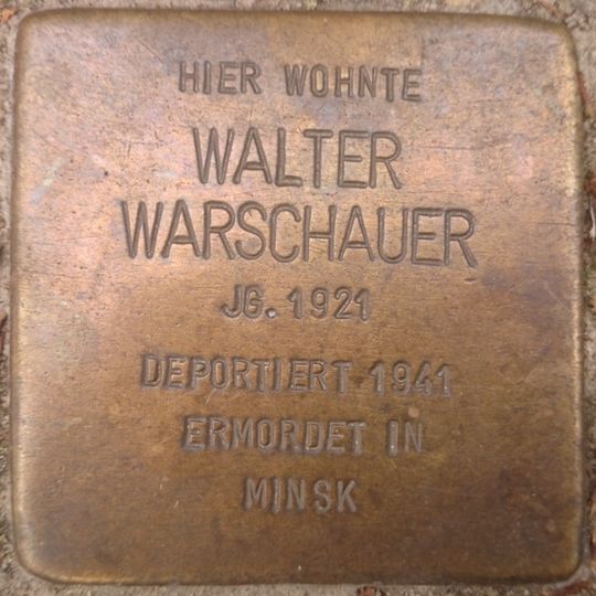 Stolperstein dedicated to Walter Warschauer