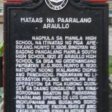 Araullo High School historical marker