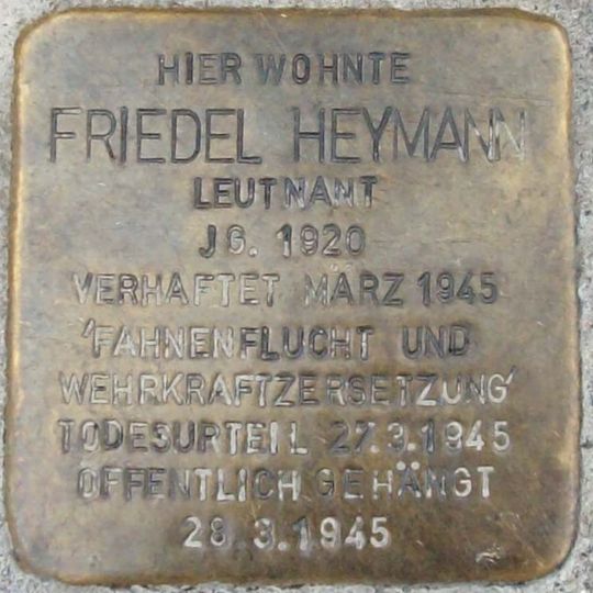 Stolperstein dedicated to Friedel Heymann