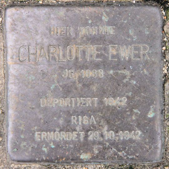 Stolperstein dedicated to Charlotte Ewer