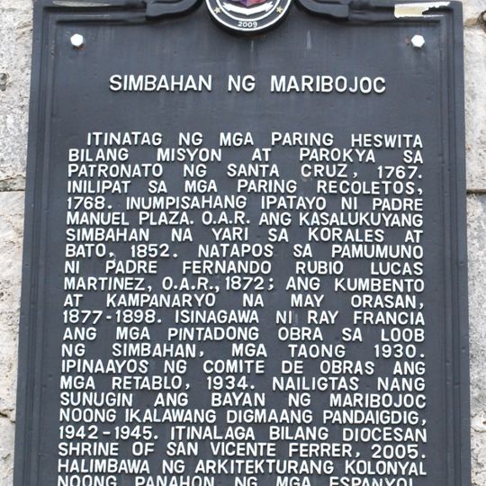 Church of Maribojoc historical marker