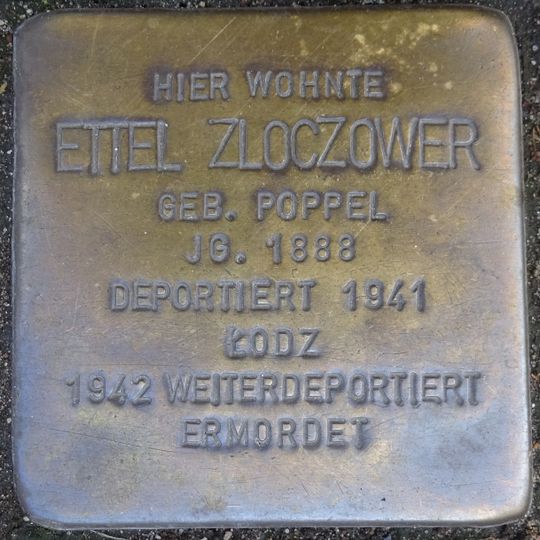Stolperstein à la mémoire d’Ettel Zloczower