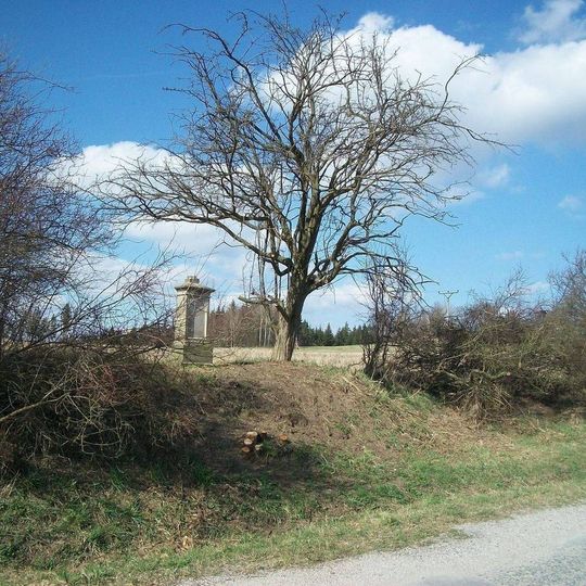 Kříž východně od Olešovic na svahu