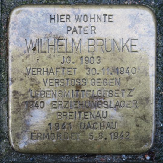 Stolperstein dedicated to Wilhelm Brunke