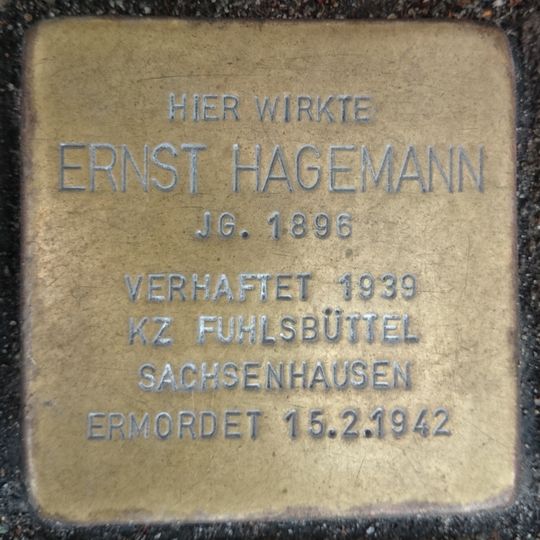 Stolperstein dedicated to Ernst Hagemann