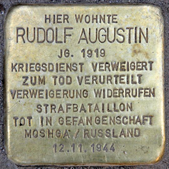 Stolperstein dedicated to Rudolf Augustin