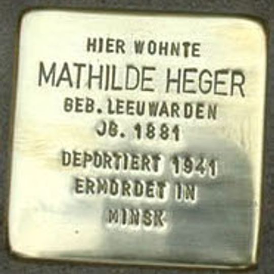 Stolperstein dedicated to Mathilde Heger
