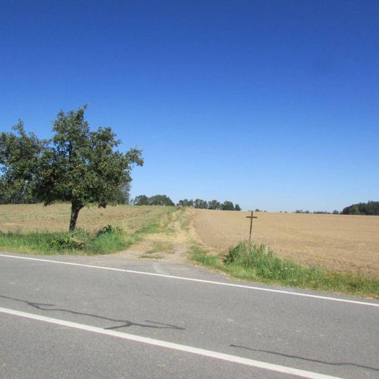 Kříž v kopci nad Olešnou u hlavní silnice na Pelhřimov