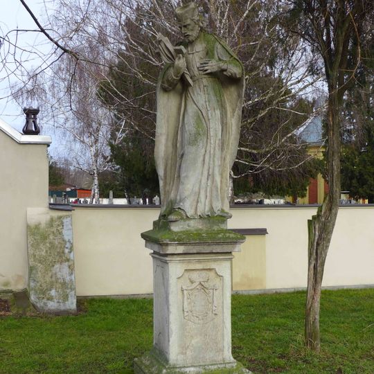 Statue of John of Nepomuk in front of the cemetery in Hrušovany nad Jevišovkou