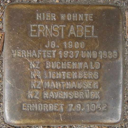 Stolperstein dedicated to Ernst Abel