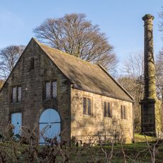 Engine house, saw mill and attached chimney at Hardwick Saw Mill