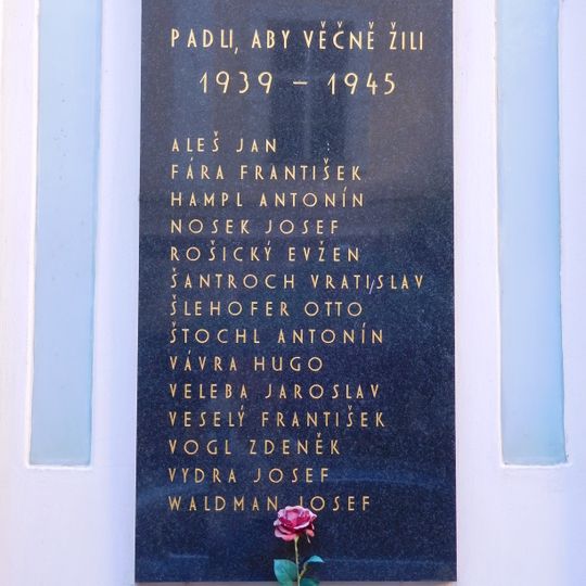 World War II memorial plaque at Lidový dům