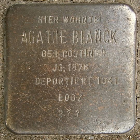 Stolperstein dedicated to Agathe Blanck