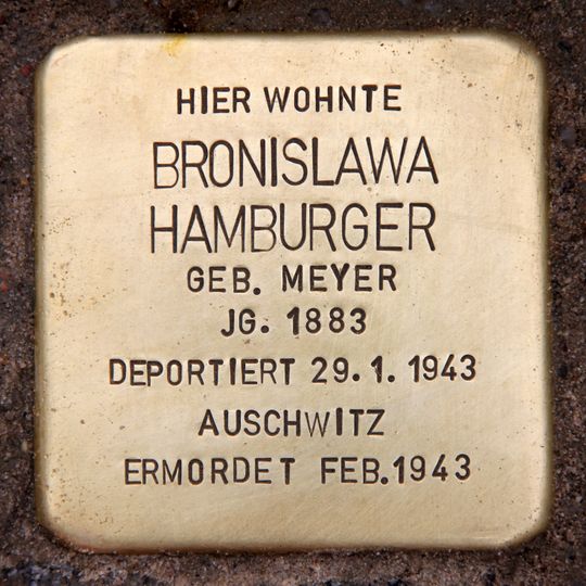 Stolperstein dedicated to Bronislawa Hamburger