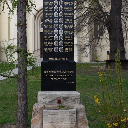 World War I memorial in front of the protestant church in Nosislav