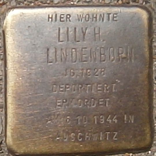 Stolperstein dedicated to Lily H. Lindenborn