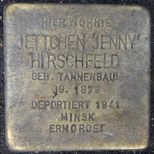 Stolperstein dedicated to Jettchen ‚Jenny‘ Hirschfeld