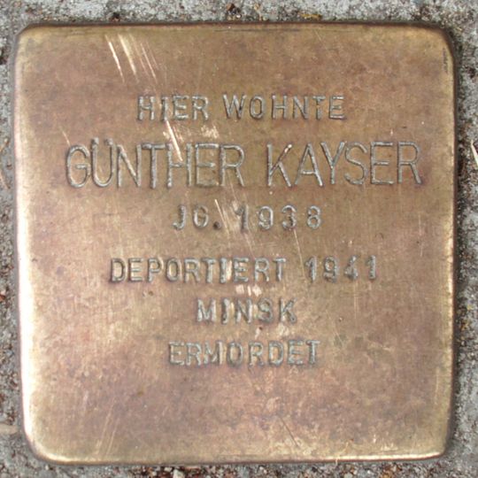 Stolperstein dedicated to Günther Kayser