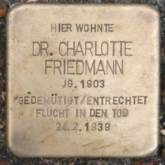 Stolperstein en memoria de Charlotte Friedmann