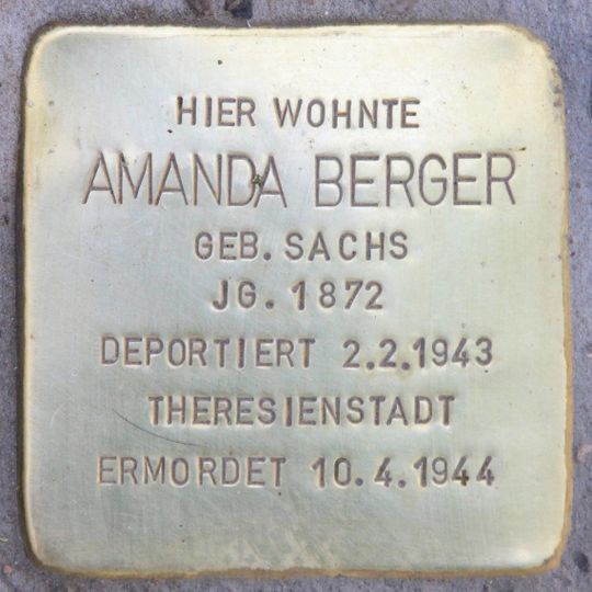 Stolperstein dedicated to Amanda Berger