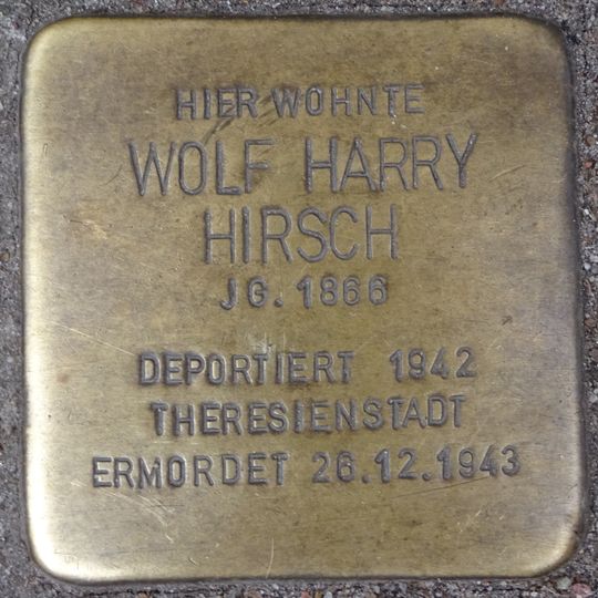 Stolperstein dedicated to Wolf Harry Hirsch