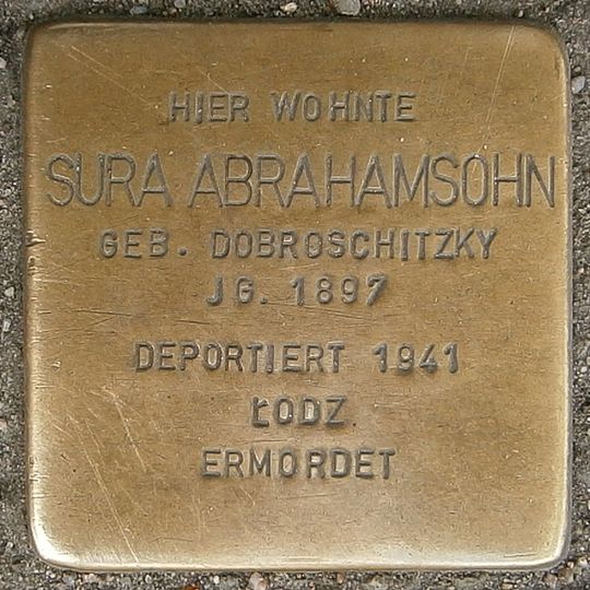 Stolperstein dedicated to Sura Abrahamsohn
