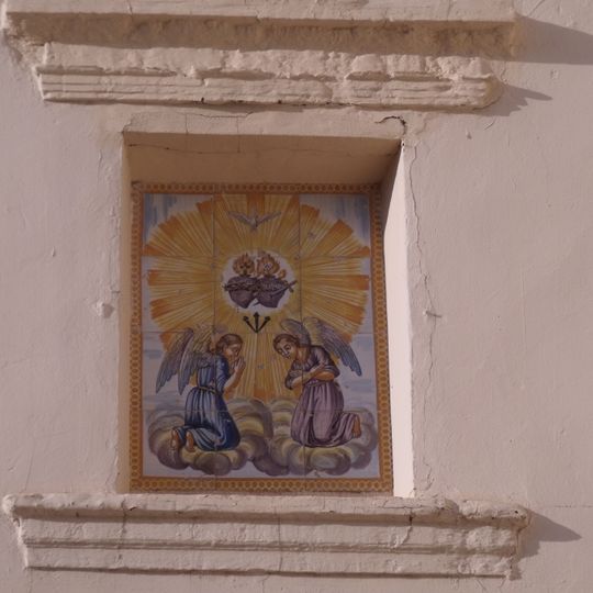 Retablo cerámico de los Corazones de Jesús y María