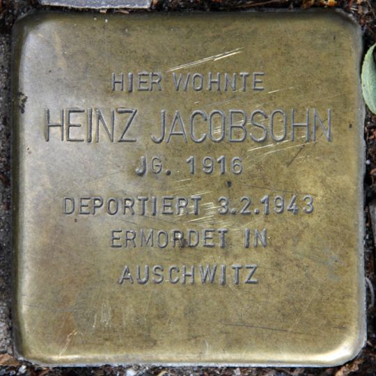 Stolperstein dedicated to Heinz Jacobsohn