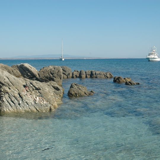Ponds in the Bay of Oristano and the Sinis Peninsula island of Mal di Ventre