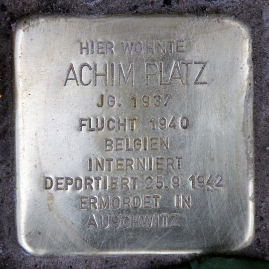 Stolperstein à la mémoire d’Achim Platz