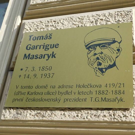 Pamětní deska Tomáše Garrigue Masaryka v Holečkově ulici v Praze
