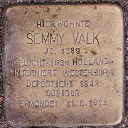 Stolperstein en memoria de Semmy Valk