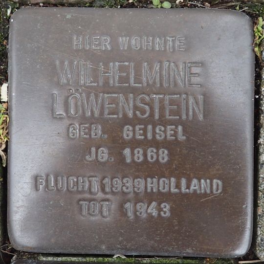 Stolperstein à la mémoire de Wilhelmine Löwenstein