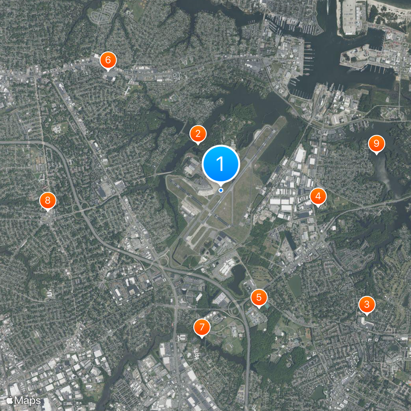 Norfolk International Airport Map
