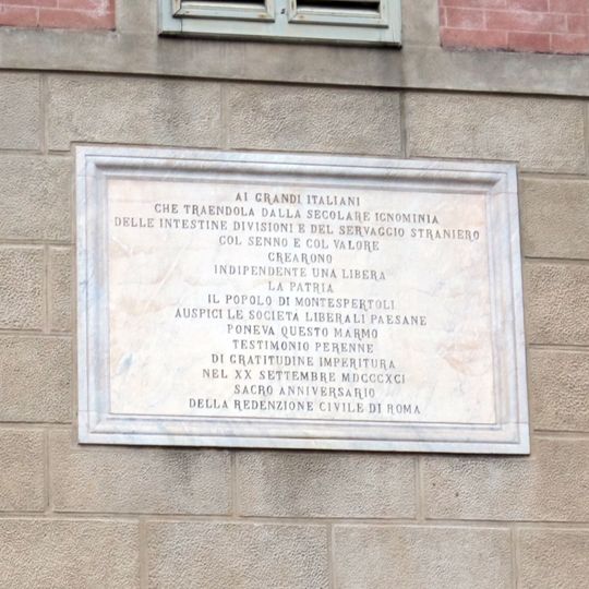 Plaque to the Italian unification at Santissima Concezione