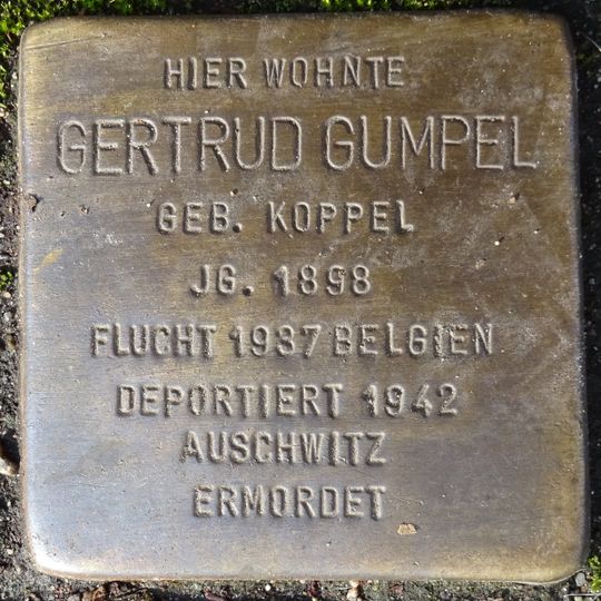 Stolperstein dedicated to Gertrud Gumpel