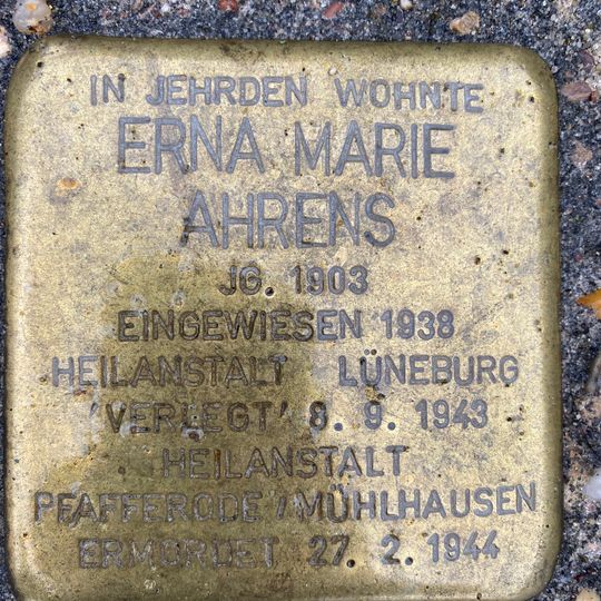 Stolperstein en memoria de Erna Marie Ahrens