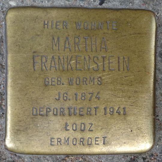 Stolperstein dedicated to Martha Frankenstein