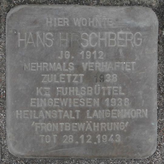 Stolperstein dedicated to Hans Hirschberg