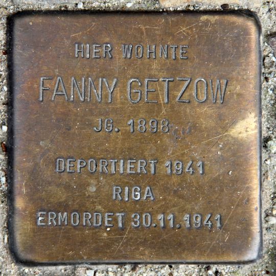 Stolperstein dedicated to Fanny Getzow