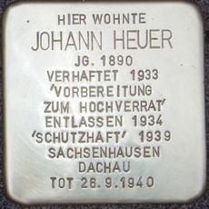 Stolperstein dedicated to Johann Heuer
