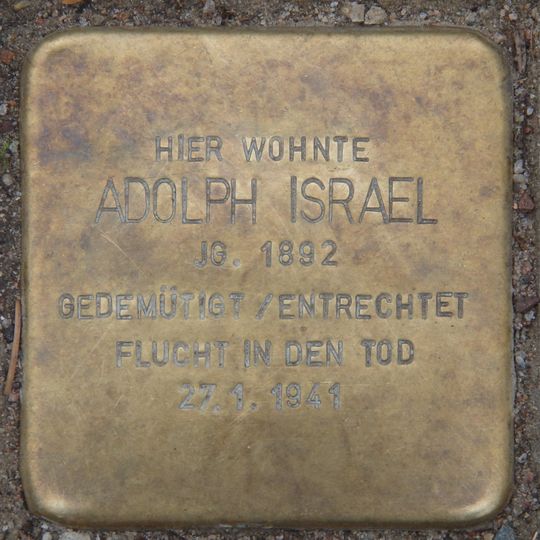 Stolperstein dedicated to Adolph Israel