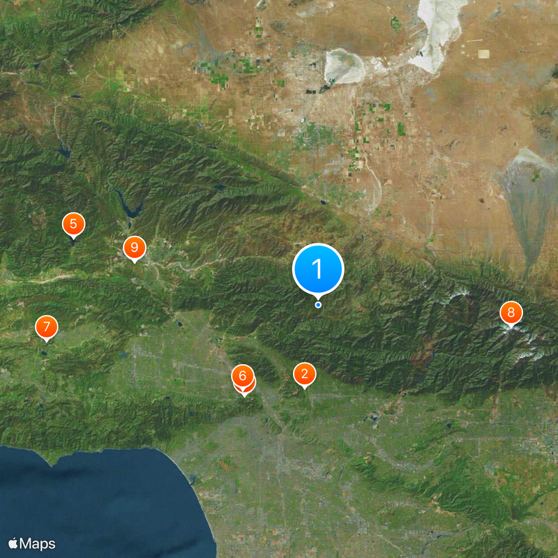 Forêt nationale d'Angeles Carte