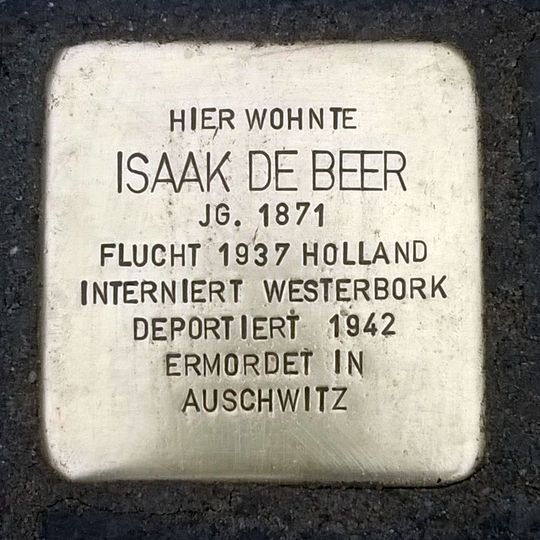 Stolperstein dedicated to Isaak de Beer