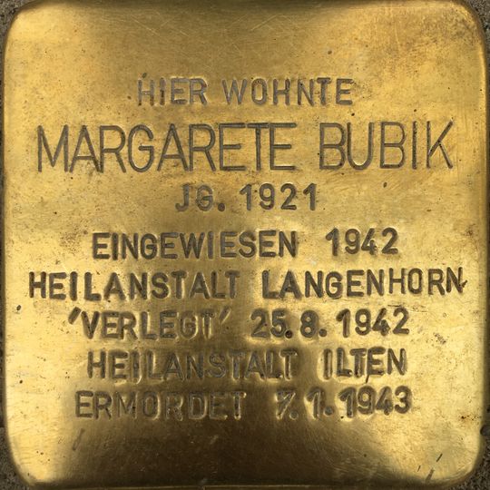 Stolperstein en memoria de Margarete Bubik