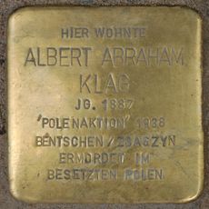 Stolperstein dedicated to Albert Abraham Klag