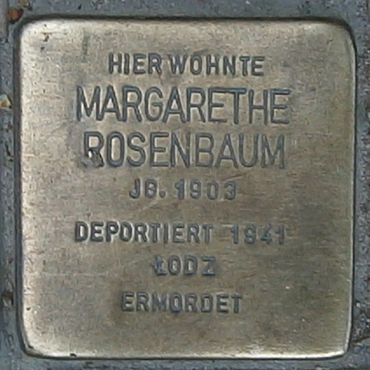 Stolperstein dedicated to Margarethe Rosenbaum